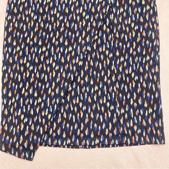 Maeve by Anthropologie Debra Navy Orange Faux Wrap Knit Pencil Skirt Size 10 - Picture 5 of 8